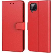Protective Case - PROSHOP - for Samsung A22 4G - Red - Leather Effect - Card Holder raudona