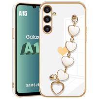 Protective case - for Samsung Galaxy A35 5G - White - Shockproof - Heart pattern with bracelet balta