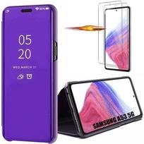 Protective Case - BOOLING - for Samsung Galaxy A53 5G - Mirror Effect - 2 Tempered Glasses - Purple violetinė