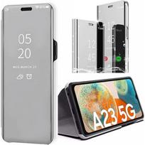 Case for Samsung A23 4G-5G Silver Full Protection Anti-Scratch Mirror Effect Clear View sidabras