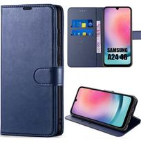 Full Case for Samsung Galaxy A24 Navy Blue PU Leather Protection mėlyna