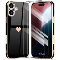 Protective case - BOOLING - for iPhone 16 Plus - TPU - Shockproof - 2 tempered glasses juoda