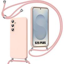 Coque pour samsung galaxy s25 plus (s25+) protection silicone anti-rayures souple avec cordon rose rožinė