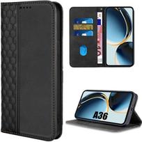 Protective case - BOOLING - for Samsung Galaxy A36 5G - Black Synthetic Leather - Mosaic Pattern - Shockproof juoda