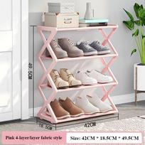 Shoe Organizer Shelf Removable Dustproof Waterproof Shoe Cabinet Save Space Student Dormitory Household Assemble Shoes Cabinet rožinė
