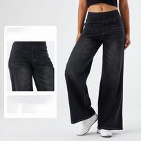 Women Baggy Jeans Streetwear High Waist Wide Leg Denim Pants Retro Elastic Waist Blue Loose Female Trousers XL juoda