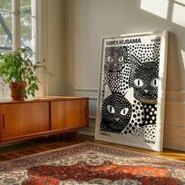 Black and White Cat Bauhaus Pattern Poster Canvas Painting Print Room Home Bar Cafe Decor Room Wall Decor 21cm×30cm NoFrame
