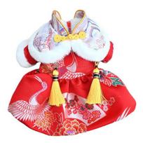 Pet Tang Suit Tassel Design Vibrant Color Button Closure Exquisite Pattern Friendly M raudona