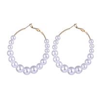 Korean Style Fashion Simple White Pearl Alloy Hoop Earrings Female Jewelry Party Gift MIT
