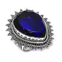Blue Topaz Gemstone Handmade 925 Sterling Silver Jewelry Ring Size 8 B2y49