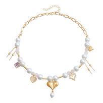 Jewelry Multi-Style Love Imitation Pearl Opal Splicing Collarbone Chain Personalized Creative Fringed Necklace Women