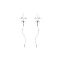 Flash Diamond Plane Wave Earphone Long Personality Childlike Design Sense Show Face Thin Ear Chain Earrings Early Spring Copper (white gold)