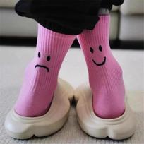 New Tide Brand Behind Crying Face A B Socks Creative Funny Sports Pure Color Couples Socks Tide Cotton Socks Men Women Smile grievance
