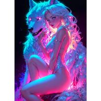 Popular Cute Sexy Sweet Anime Colorful neon lights Girly Posters Canvas Printing Wall Art Pictures Living Room Home Decor Gifts 21cm×30cm NoFrame black