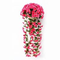 Violetinės dirbtinės gėlės Valentino dienos vakarėlio dekoracija modeliavimas sieninis pakabinamas gėlių krepšelis orchidėjos dirbtinės šilko vijoklinės gėlės raudona