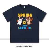 Spring Into Action Printed T-Shirt 100% Cotton Oversized Motivational Graphic Tees for Men Women Summer Tops Active Streetwear XXXXL tamsiai mėlyna spalva