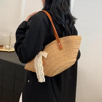 Women Braided Basket Clutches Bag Large Straw Portable Shoulder Bag Summer Beach Purses Shopper Satchel 35x4x20cm