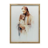 Jezus Trzymający Dziecko Jezus Trzymający Dziecko, 50X70 Cm, Rama Drewniana Ciemny Brąz, Papier Matowy 230 Gsm 54