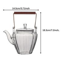 500ml/600ml Stiklinis arbatinukas-virdulys su medine rankena, karščiui atsparus stiklinis arbatinukas, Kung Fu arbatos ruošimo puodelis namams, biurui, arbatos kambariui