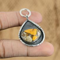 Mothers day Deal Brecciated Mookaite Stone 925 Sterling Silver Handmade Pendant