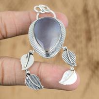 St Patrick Day Deal 925 Silver Natural Purple Moss Agate Elegant Pendant Jewelry
