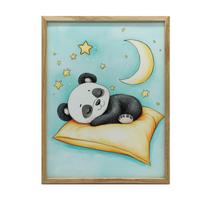 Poster Cute Panda Sleeping On Orange Pillow Poster Cute Panda Sleeping On Orange Pillow, 50X70 Cm, Black Aluminum Frame, Matte Paper 2 54