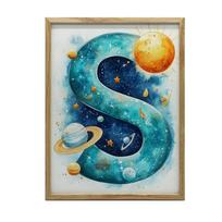 Plakat Literka S W Kosmosie Plakat Literka S W Kosmosie, 50X70 Cm, Bez Ramy, Płótno Premium Na Blejtramie 54
