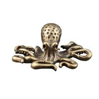 Yousheng Brass Octopus Figurine Metal Carving Octopus Statue Sea Animal Sculpture Feng Shui Decoration Home Office Desktop Ornament Octopus