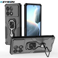 KEYSION Shockproof Armor Case for POCO F6 Pro Soft Silicone+PC Upright Metal Ring Stand Phone Cover for Xiaomi POCO X6 Pro 5G for POCO F6 Pro juoda