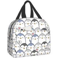 Cute Penguin Musician Pattern Lunch Box Bento Box Insulated Lunch Boxes Reusable Waterproof Lunch Bag for Office Picnic Hiking 22x20x13CM smėlis