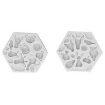 2Pcs/Set Animal Pattern Silicone Fondant Mold Chocolate Soap Cake Maker Mold Baking ToolGray