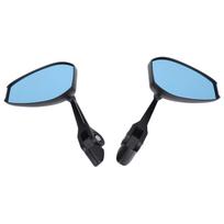 Motorcycle Bar End Mirrors Aluminium Alloy Blue Lenses 360 Degree Adjustable Anti Glare Rearview