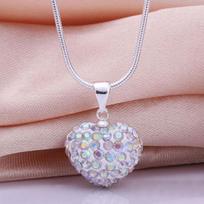 Women's Fashion Rhinestones Love Heart Pendant Choker Chain Necklace Jewelry AVE balta