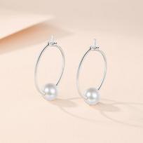 Pearl Circle Ear Hole Earrings Women's Simple Personality Fashion Earrings New Trendy Earrings
