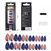 Navy Blue Pointed-toe Wearable Armor Medium-length Almond Nail Nail Art Patch Finished 24 Pieces Per Box