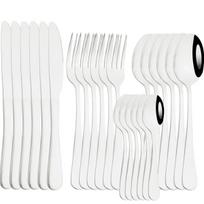 24pcs Dinnerware Set Stainless Steel Tableware Set Knife Fork Spoon Flatware Set Rainbow Dishwasher Safe Silverware Cutlery Set