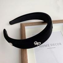 New Korean Pearl Bow Headband for Women Girl Vintage Elegant Solid Color Fabric Sponge Hair Bands Headdress Hair Accessories