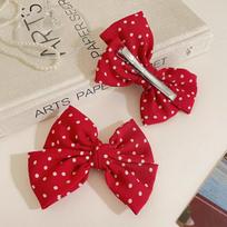 1pc/2pcs Set Red Heart Polka Dot Bow Hairclips, Cute Sweet Academy Style Side Bangs Hair Clips For Women