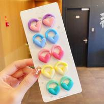 10pcs/Set Cute Colorful Heart Mickey Star Small Elastic Hair Bands For Girls Rubber Bands Scrunchie Kids Lovely Hair Accessories