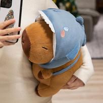 Cute Shark Head Backpack Plush Toy with Capybara Design Adorable Stuffed Doll  Birthday and Holiday Gift for Kids or Friends 22cm