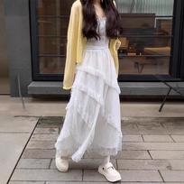 Summer High-waisted Princess Tutu Skirt Medium and Long A-shaped Skirt S