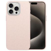 Diamond Lens Suitable for Apple 16pro Mobile Phone Case Solid Color Leather IPhone 15 Drop-proof Simple 14 Protective Case iPhone16 rožinė