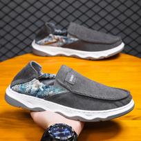 Men's shoes summer breathable soft sole one-pedal canvas shoes new flat baseplate shoes Korean version of sports and leisure men's shoes 39 pilka spalva