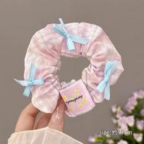 New Ballet Bow Hair Ring for Women Sweet Ponytail Rubber Band Plaid Fabric Headband Hairband Girls Hair Accessories