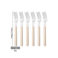 6/24Pcs Beige Acrylic Handle Dinnerware Set Knife Fork Spoon Tableware Set Stainless Steels Cutlery Set Western Kitchen Flatware