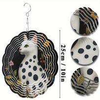 10 Inch Spotted Cat Wind Spinner Rotating Wind Chime with 360 Hook for Courtyard Balcony Spring Summer Decor Elegant Gift for Friends 01A