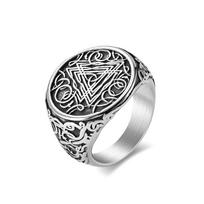 Nordic Retro Style Viking Odin Triangle Titanium Steel Ring 8#