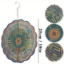 10 Inch Hanging Spinner Wind Chime with Mandala Design 360 Degree Rotating Hook Elegant Garden Decor Unique Dynamic Gift for Friends 01A