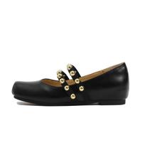 Ballet single shoes women's soft leather inner height increase flat bottom rivets one word belt Mary Jane women's shoes 2025 ballet shoes 35 juoda
