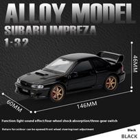 1:32 mastelio Subaru Impreza WRX STI modifikuota transporto priemonė lydinio metalo lieto modelio automobilis su garsu ir šviesa, atitraukiamas, gimtadienio dovana vaikui juoda